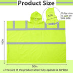 Coume High Visibility Rain Poncho with Large Pocket 50×80 Inch Reflective Rain Coat Safety Jacket Unisex for Outdoor Worker