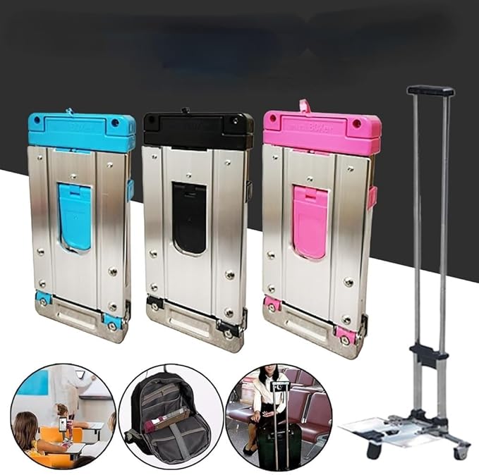 Mini Folding Trolley, Convenient For Storing 30 Kg Portable Luggage Trolley, Shopping Cart, Briefcase, Backpack, Business Travel, Trolley Luggage Trolley, Ultra-small Carrying, Office Moving,Bl