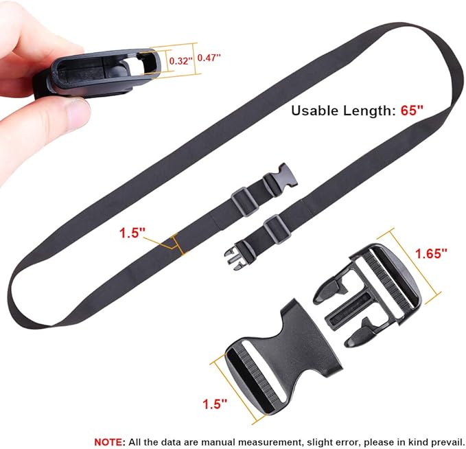 MAGARROW 65" 1.5" Utility Straps with Buckle Adjustable, 4-Pack (Black (4-PCS))
