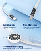 for Samsung Watch Charger Fast Charging,2 in 1 Galaxy Watch Phone Charger 6ft with 25W USBC Charger Compatible for Galaxy Watch 8/7/Ultra/6/6 Classic/5/5Pro/4/4 Classic/3/Active2/1/S24/S23/S22-White