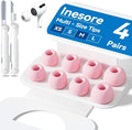 4 Pairs Replacement Ear Tips for AirPods Pro 2nd/1st Generation with Portable Storage Box & Cleaner Pen,Noise Reduction Holewith & Built-in dust Guard Screen,Silicone EarTips(Pink)