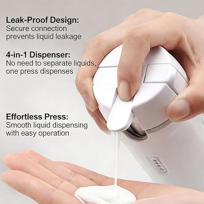 BOMPOW 4-in-1 Travel Bottles Set, Leak-Proof Refillable Containers Dispensers Labels Portable Toiletry Organizer Cup for Shampoo, Lotion, Soap
