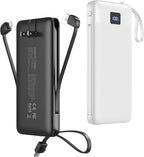2-Pack Portable Charger Built-in Cables and AC Wall Plug, 10000mAh 22.5W PD Fast Charging Power Bank, Lightweight Compact Battery Pack Travel Essentials for iPhone 17/16/15/14/13 Series,Samsung,Tablet