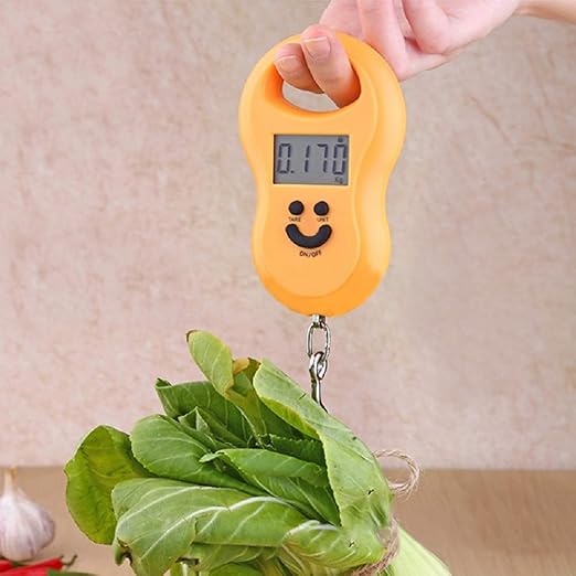 Pocket Portable 50kg/10g LCD Digital Scale Electronic Hand Held Hook Belt Luggage Hanging Scale Backlight Balance Weigting (1pcs Random Color)