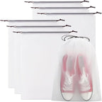 6 Pack Large Transparent Travel Shoe Bags, Clear Plastic Drawstring Bags for Shoes – 15.7 x 11.8 Inch Dust Bags for Men, Women, Luggage Organization