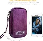 Electronic Organizer Bag Cable Organizer Travel Cord Organizer Case Pouch Portable Carrying Case for Charger Hard Drive Earphone USB SD Card (Purple)