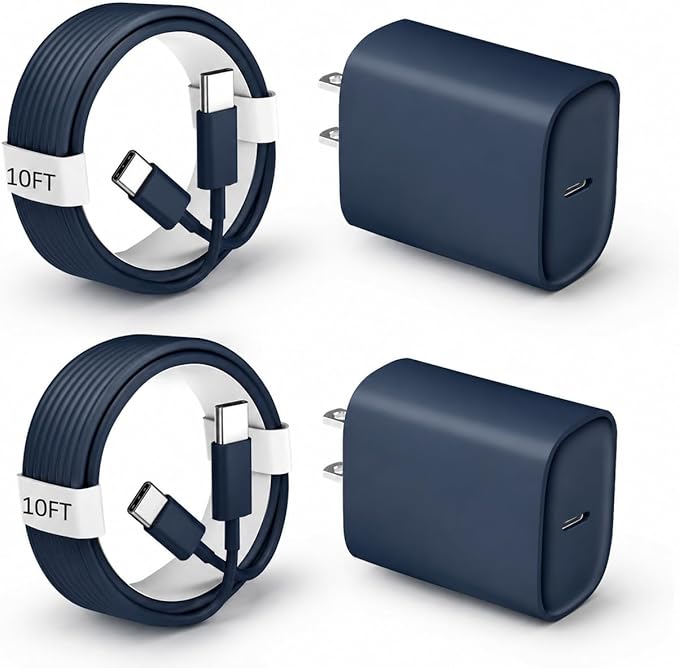 Phone 17 16 15 Pro Charger Fast Charging, 20W USB C Fast Charger Block with 10FT Long Type C Chargers Fast Charging Cable Cord for Phone 17/17 Pro/17 Pro Max/Air/16 Pro Max/16 Pro/15Pro Max/Pro, S24