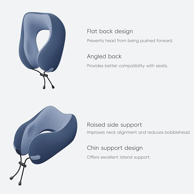 urnexttour Neck Pillow and Blanket Set for Travel Memory Foam Design Models Pillows with Eye Mask and 50% More Storage Bag Traveling Essentials Plane Car Flight Rest Sleeping Use Adult, Blue