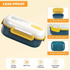Lunch Bento Box Set - 3 Compartment Containers for Kids and Adults,lunch box for women with Thermo Lunch Bag, Leak-Proof and BPA-Free - Built-in Utensil Set,Sauce - Dishwasher Safe-Blue