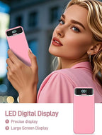 Portable Charger, 20000mAh 22.5W Fast Charging Power Bank with Built-in Cables & Wall Plug, Travel Essential External Battery Pack with LED Display, USB C Battery Phone Charger for iPhone Samsung Pink