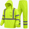 Hi Vis Class 3 Safety Rain Jacket for Men Waterproof, Reflective High Visibility Rain Gear Construction Rain Suit (Yellow 4XL/5XL)