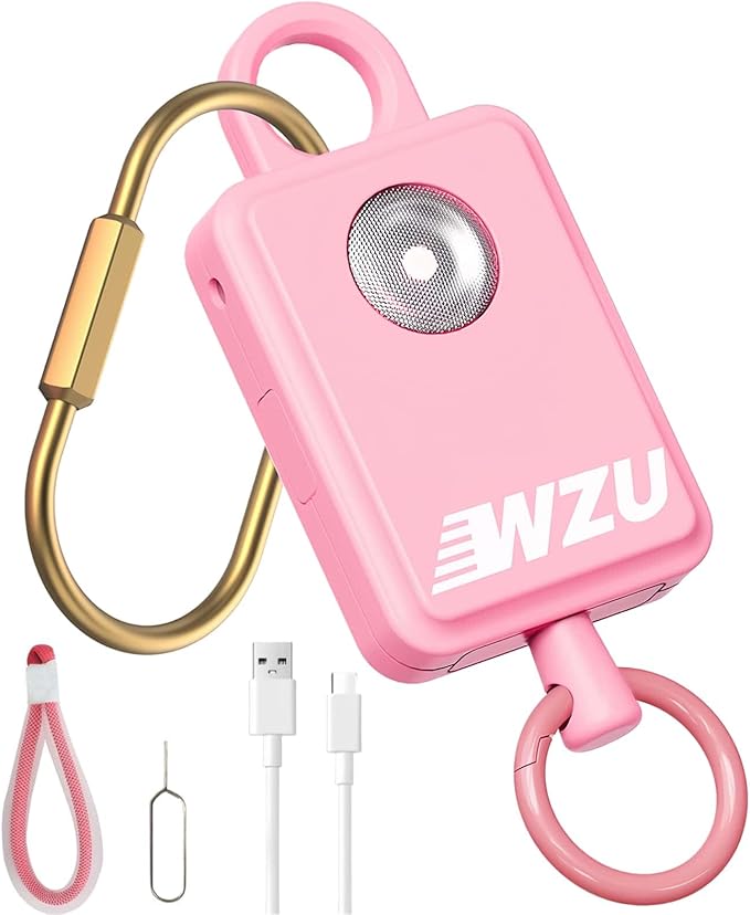 ‌WZU Recordable Personal Safety Alarm - FCC Certified Self Defense Alarm with 2 Emergency Modes - Rechargeable LED Strobe for Women/Men/Elderly - Jogging/Night Running/Travel/Home/Office - 4 Colors