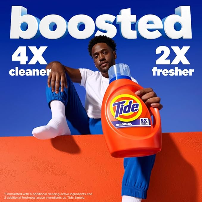 Tide Laundry Detergent Liquid, Original Scent, 64 Loads, 80 FL OZ, Works on 100% of Common Stains, Laundry Soap, Liquid Laundry Detergent