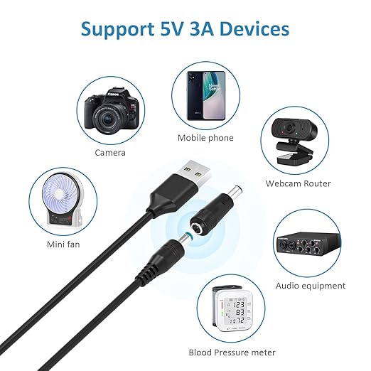 Powseed 5V Universal DC Power Cable, USB to DC Charging Cord with 13pcs Adapter Plugs for Webcam Router, Recorder, Bluetooth Speaker, Scanner, DVR, Hard Disk Box, USB-HUB etc.