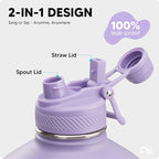 Swigina [2-IN-1 LID] Gallon Insulated Water Bottle with Silicone Boot (48hrs Cold/24hrs Hot) - DIY Stickers, Leakproof, BPA Free, 128 oz