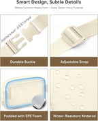 Pritent Fanny Packs for Women Cross Body Bag Waterproof Belt Bag with Adjustable Strap and Zipper Back Pocket Small Crossbody Bags Fashion Waist Packs for Workout Travelling(Ivory)