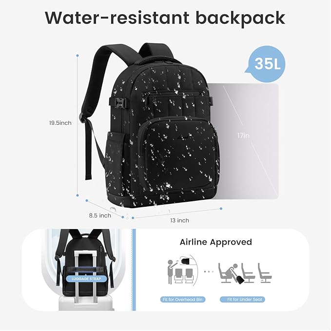 LOVEVOOK Laptop Backpack for Women with Giant Tumbler Holder Pocket,17 Inch Puffer Travel College Work Backpack Purse for Teacher Nurse,Waterproof Laptop Bag Computer Back Pack Casual Daypack,Black