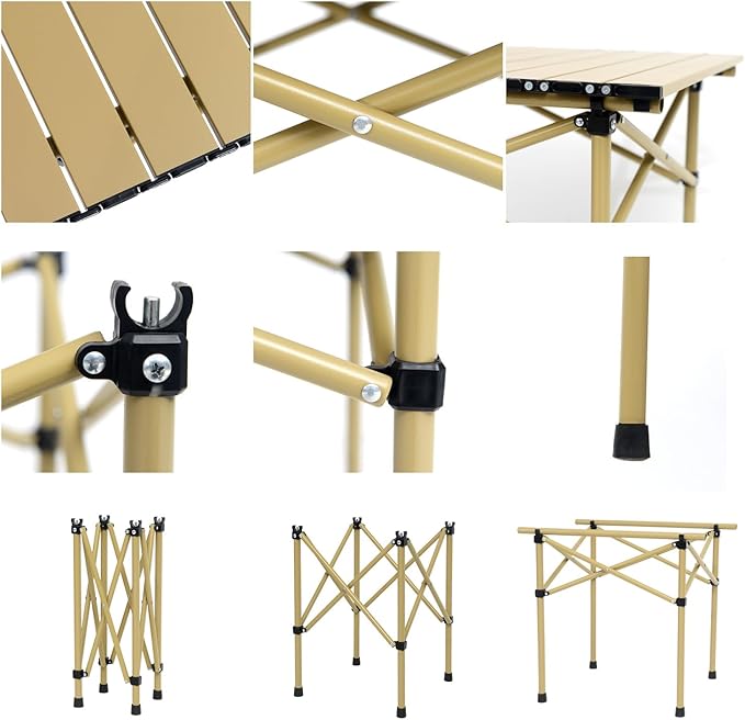 Wind Tour Portable Camping Table Folding Side Table Aluminum Lightweight Table with Carry Bag for Outdoor Cooking Hiking Picnics BBQ Travel (37.4 * 22.4 * 19.7Inches,Black)