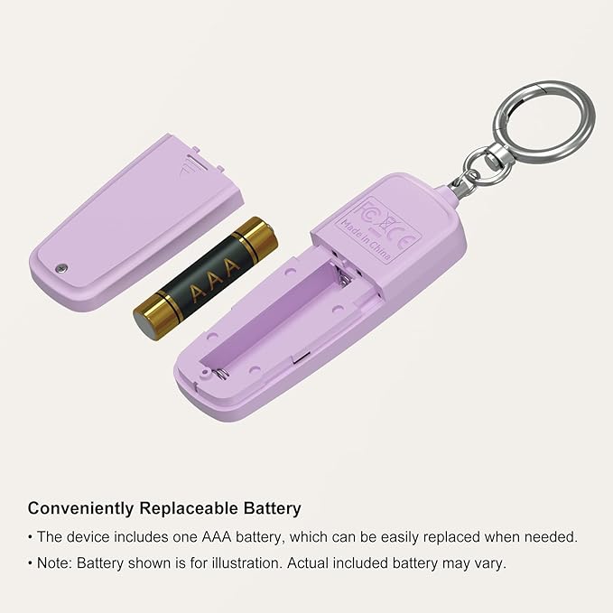 Personal Safety Alarm Keychain for Women,3-Pack,Loud Siren with Flashing LED Light,Portable Emergency Security Device,Gifts for Kids,Presents for Elderly,Night Running,Purple White Blue