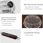 Home Coffee Bean Roaster Tool - CAFEMASY Portable Stainless Steel Handy Coffee Roaster Mesh Pan Tool with Thermometer for Home & Outdoor Coffee Beans Baking