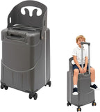 Kids Ride-on Luggage with Foldable Back Rest, 22" Carry On Luggage Travel Trolley Case with Seat for Children, Top Opening Suitcase with Spinner Wheels and Lock (Dark Grey, 22 Inch)