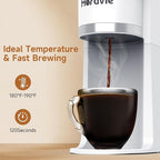 Horavie Small Single Serve Coffee Maker, Fast Brew One Cup Coffee Machine for K Cup and Grounds, 6 to 12 oz. Brew Sizes, Capsule Coffee Machine with Descaling Reminder and Viewing Tank, White