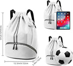 Valleycomfy Sports Drawstring Backpack - Water Resistant String Bag with Shoe Compartment Gym Backpack for Women & Men White