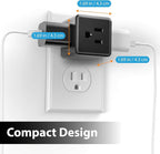 [ETL Listed] 3-Pack 3 Outlet Wall Adapter, Fosmon Black Outlet Splitter Plug Extender, Grounded 3-Prong /2 Prong Cube Tap 3-Way Plug Adapter, Cruise Essentials for Home Travel Office- Black