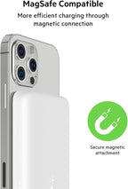Belkin Portable Charger, MagSafe Charger Wireless Power Bank - 7.5W Wireless Charger - Portable Magnetic Battery Pack - iPhone 16, 15, 14, 13, Plus, Pro, Max, AirPods, Google Pixel 10, etc. - White
