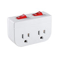 Grounded Outlet with Double ON Off Switch,VSEER 2 Port Electrical Outlet Plug Switch 15A 1875W / Wall Tap Adapter with Daul Red Indicator, ETL Listed (White 1-Pack)