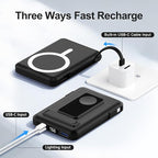 Magnetic Portable Charger, 10000mAh Wireless Power Bank for iPhone with Built-in Cables, 20W Fast Charging for Magsafe Battery Pack with Stand for iPhone Air/17/16/15/14/13/12 and Apple Watch