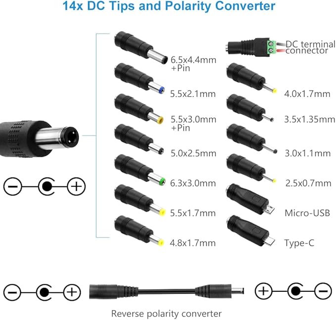 SHNITPWR 30W Universal Power Supply 3V 4.5V 5V 6V 7.5V 9V 12V Adjustable Variable AC/DC Adapter with 5V 2.1A USB Port, 100V-240V AC to DC 3V~12V Converter 0.5A 1A 1.2A 1.5A 2A 2.5A Max with 14 Tips
