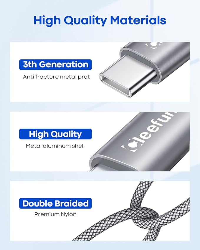 CLEEFUN USB C Cable 6ft, 5-Pack USB A to Type C Charger Cord Fast Charging for iPhone 17 16 15 Pro Max Plus Air 16e, for Samsung Galaxy S25 S24 S23 S22 S21 S20 S10 A17 A16 A15 A56 A55 A26 A35 A36
