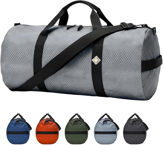 44L Daily Duffel Bag, Heavy-Duty Gear Bag, 1050D Tuff Cloth, Diamond Ripstop, Reinforced Stitching - Grey (12" x 24")