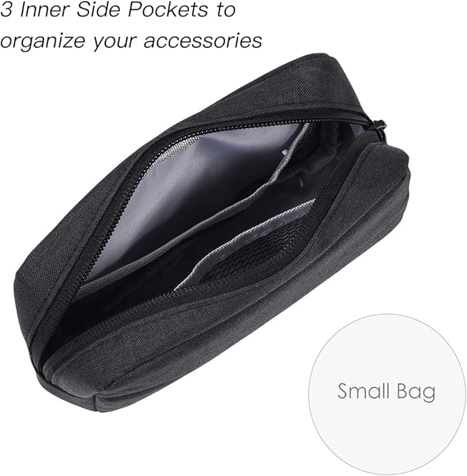 CAAORDKSO Electronics Organizer Travel Case, Cord Organizer Travel Cable Organizer Bag Waterproof Portable Accessories Case for Cable, Cord, Charger, Phone, Power Bank, Earphone (Small-Black)