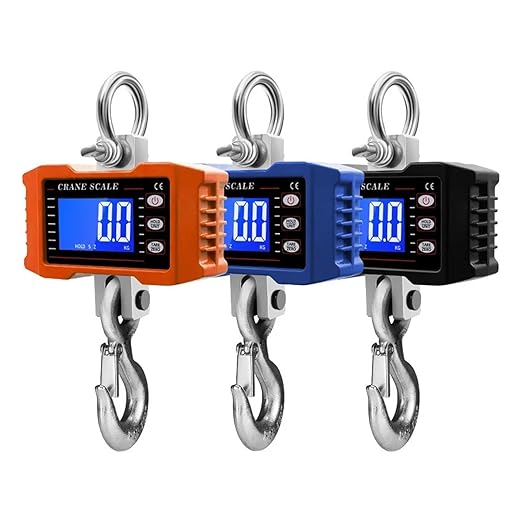 Portable 1000Kg/500Kg Digital Hanging Scale - Heavy-Duty Industrial Hook Scale with LCD Backlight, Unit Change Function, Sturdy & Safe