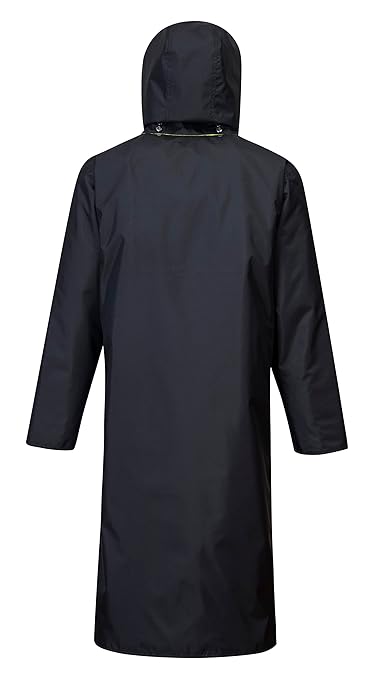 Portwest UH447 Waterproof Reversible Raincoat Hi Vis Reflective Long Safety Rain Jacket Yellow/Black, 4X-Large