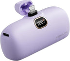 Kuulaa Portable Charger with Built-in Lightning Cable 5000mAh Small iPhone Fast Charging Mini Portable Phone Charger for iPhone 14/13/13 Pro/12/12 Pro/11/XR/XS/X/8/7/6, Purple