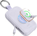 RORRY CharmGo Portable Charger, 5000mAh Portable Charger Power Bank with Built-in Cables, Travel Keychain Battery Pack for Apple Watch and iPhone Air/17/16/15/14/13/12, Purple