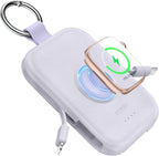 RORRY CharmGo Portable Charger, 5000mAh Portable Charger Power Bank with Built-in Cables, Travel Keychain Battery Pack for Apple Watch and iPhone Air/17/16/15/14/13/12, Purple