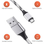 Multi Charging Cable, 5ft 3Pack Multi Charger Cable Nylon Braided Multiple USB Universal 3 in 1 Charging Cord Adapter with Type-C, Micro USB Port Connectors for Cell Phones and More