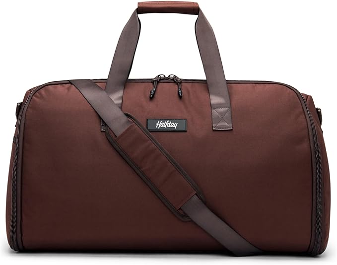 Halfday Convertible 2-in-1 Garment Duffel Weekender Bag 45L: Wrinkle-Free Travel (Hanging Suit Compartment, Shoe Pockets, Trolley Sleeve), Durable & Water-Resistant Carry-on, Port