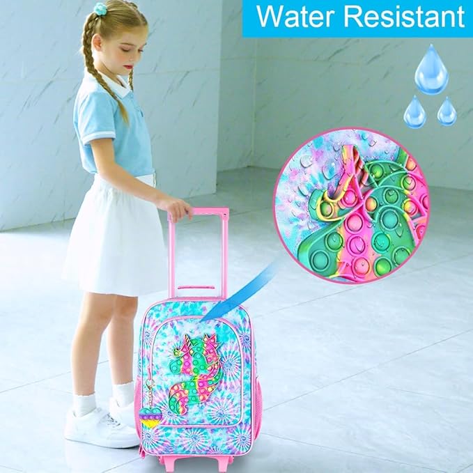 Kids Luggage for Girls, Cute Unicorn Suitcase Rolling with Wheels, Travel Carry on for Children Toddler Elementary - Pink