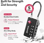 Luggage Locks TSA Approved with Inspection Indicator and Resettable 4-Digit, Easy-to-Read Combination, TSA Locks for Luggage, Suitcases, Backpacks & Travel Bags, Black, 6-Pack