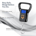 Luggage Weighing Scale, Portable, 50 KG, Hook Type with Digital LED Screen, Tare Function, Auto Power Off, Data Look Function, Over Load & Low Battery Indicator (Black) & Without Battery