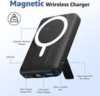 Azmuth Magnetic Power Bank,10000mAh for MagSafe Battery Pack, 22.5W PD Fast Charging,LED Display & Foldable Stand Wireless Portable Charger for iPhone 17/16/15/14/13/12/Pro/Pro Max/Plus,Deep Black