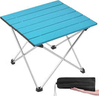 Grope Portable Camping Table with Aluminum Table Top, Folding Beach Table Easy to Carry, Prefect for Outdoor, Picnic, BBQ, Cooking, Festival, Beach, Home (Deep Blue-S)