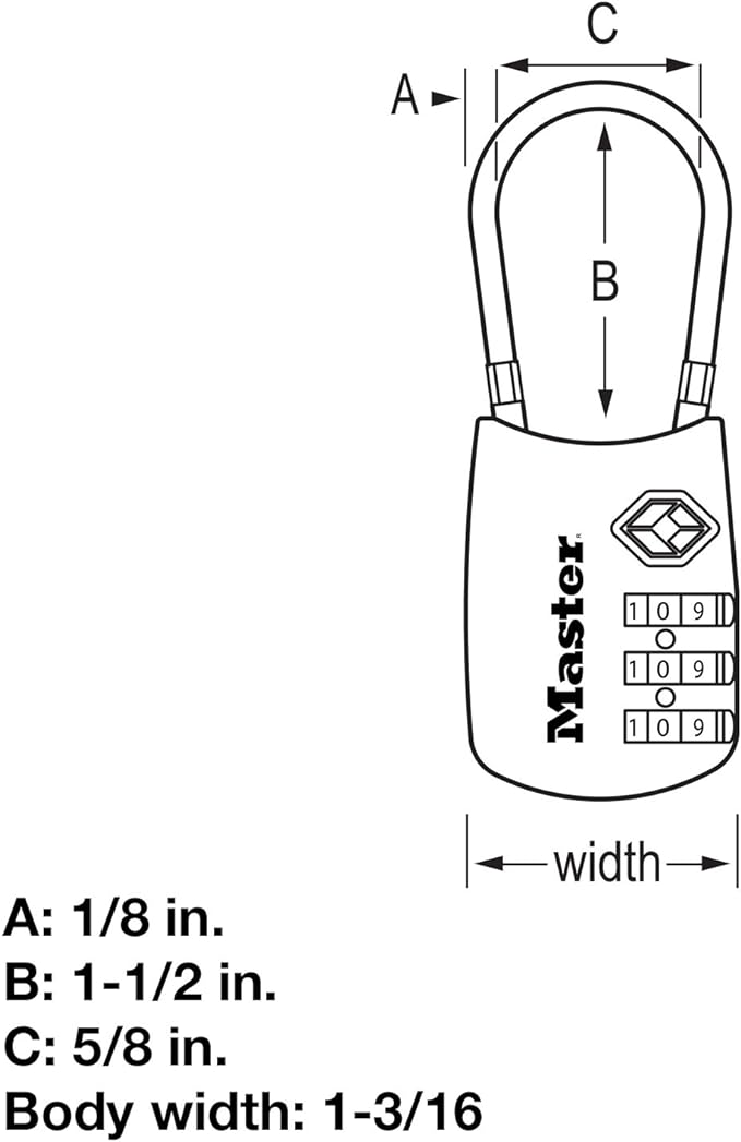 Master Lock 4688D Set Your Own Combination TSA Approved Luggage Lock, 1 Pack, Assorted