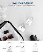 2 Pack Italy Travel Plug Adapter, Type L Italy Power Adapter with 3 American Outlets 3 USB Ports(1USB C), 6 in 1 Travel Outlet Adaptor, 3 Prong Grounded Plug for USA to Italy Chile Uruguay Italian