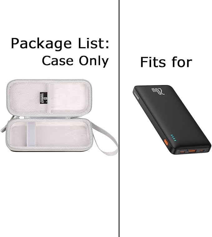 Tourmate Hard Storage Case for Baseus Portable Charger, Travel Case for 20W PD QC Power Bank Fast Charging(Only Case)
